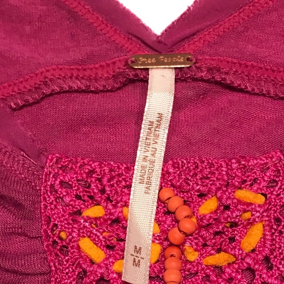 Free People Vibes Tank Top Pink Linen Medium - Picture 7 of 8